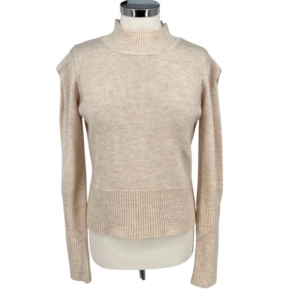 Fate Puff Sleeve High Neck Sweater Beige Cream Size Small - Picture 1 of 9